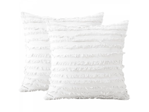 Lot de 2 housses de coussin 45 x 45 cm lin boho décorative taie d'oreiller tassels design housse d'oreiller carré pour canapé chambre canapé maison décor, blanc