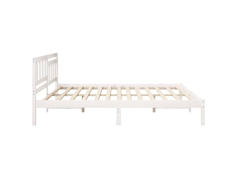  Lit double- lit adulte -  cadre de lit avec tête de lit blanc 200 x 200 cm pin massif  - Conforama D