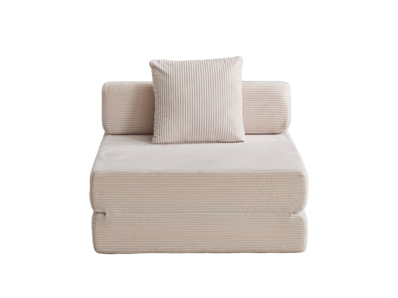  Canapé convertible, canapé-lit – 1 place, avec accoudoirs, en velours tricoté, blanc  - Conforama B