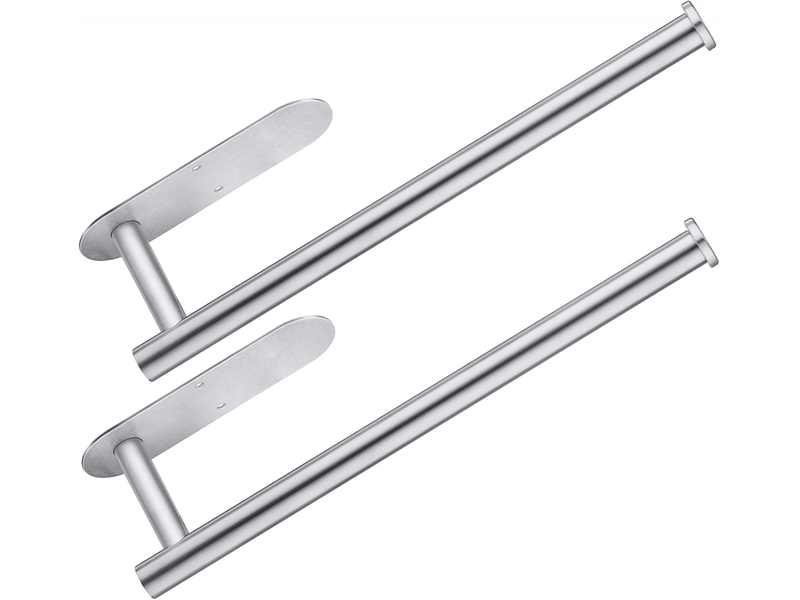 2-pack of stainless steel tissue holders, 33.5cm, wall-mounted, suitable for kitchens and bathrooms, with self-adhesive adhesive (silver) - Conforama A