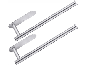 2-pack of stainless steel tissue holders, 33.5cm, wall-mounted, suitable for kitchens and bathrooms, with self-adhesive adhesive (silver)
