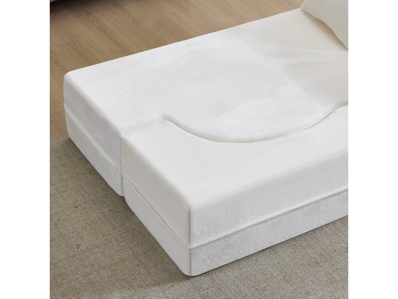  Canapé convertible modulable 2 places en tissu blanc, avec coussins  - Conforama E