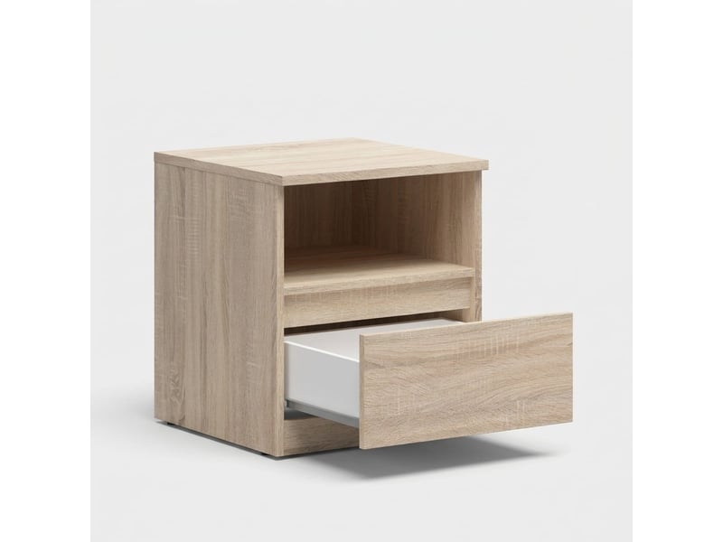  Table de chevet avec tiroir et niche ouverte tetrix - chêne  - Conforama C