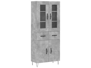 Buffet haut - bahut - meuble de rangement gris béton 69,5x34x180 cm bois d'ingénierie