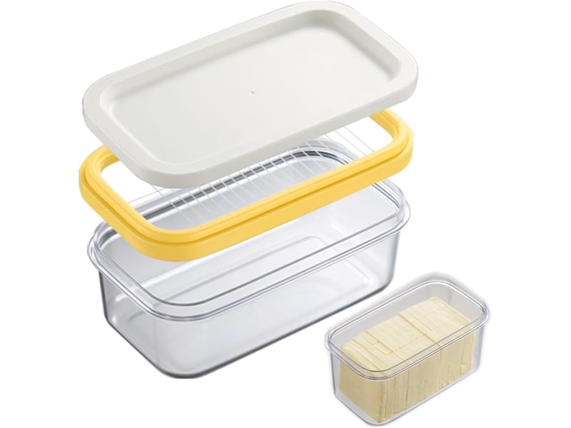  Beurrier en plastique- 17x10x7cm, boîte à beurre avec couvercle et filet de coupe récipient pour beurre récipient à beurre transparent 2 en 1 boîte h GSO-000621 - Conforama A