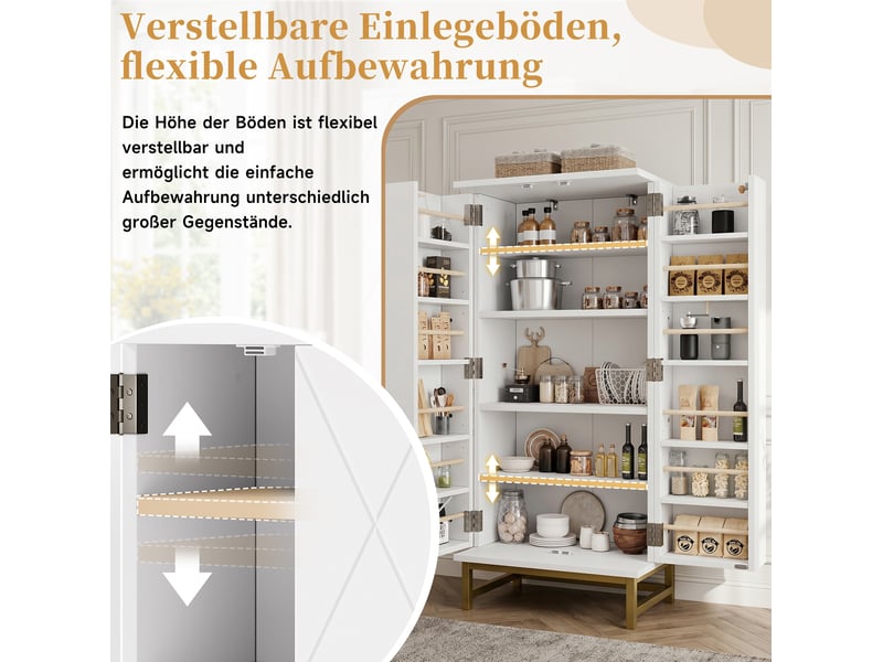  Armoires de cuisine, buffets de rangement, buffets - idéal pour petites pièces dans le salon ou la salle à manger, avec étagères réglables, blanc  - Conforama E