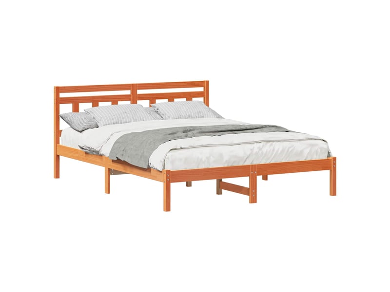 Lit double- lit adulte - cadre de lit marron 150 x 200 cm pin massif - Conforama A