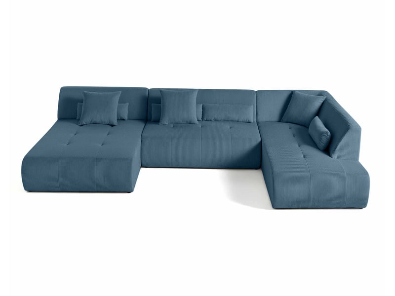  Onyx - canapé panoramique d'angle droit 7 places - en velours côtelé - lisa design - bleu ONYX - Conforama A