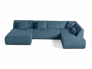 Canapé d'angle droit fixe BESTMOBILIER ONYX 7 places Velours Bleu