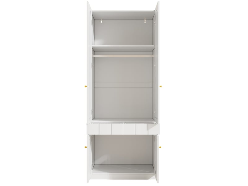  Ensemble de 2 armoires 2 portes 160x50x200 cm laquées mdf blanc  - Conforama D