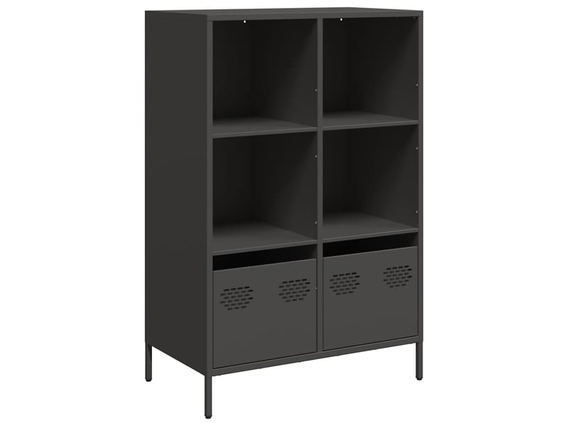  Buffet haut - bahut - meuble de rangement noir 68x39x103,5 cm acier  - Conforama A