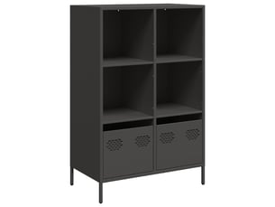 Buffet haut - bahut - meuble de rangement noir 68x39x103,5 cm acier