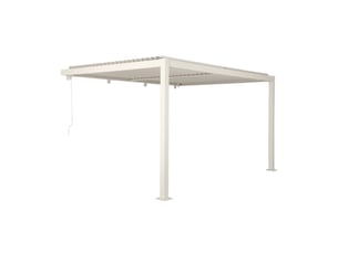 Pergola bioclimatique aluminium adossée lames orientables 4x3m beige palace