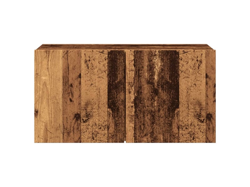  Meuble tv - banc tv - meuble de rangement mural vieux bois 80x30x41 cm  - Conforama E