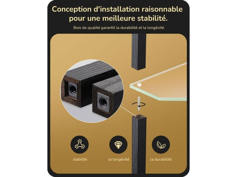  Lampe sur pied led noire 20 w avec 3 tablettes en verre 370618_AAAYD54117_6_DROPFR - Conforama E