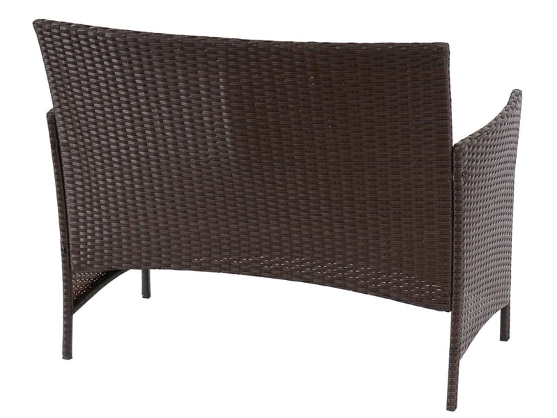  Banc de jardin halden en polyrotin, banquette - marron chiné, coussin crème  - Conforama B