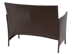 Banc de jardin halden en polyrotin, banquette - marron chiné, coussin crème