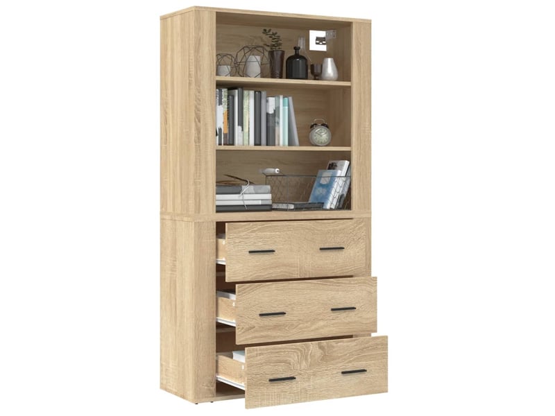  Buffet haut - bahut - meuble de rangement chêne sonoma bois d'ingénierie  - Conforama E