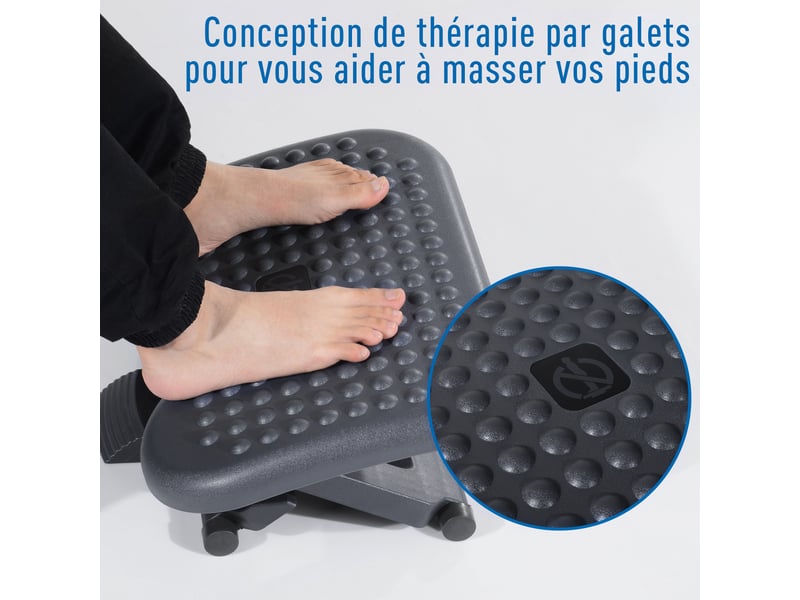 Repose-pieds de bureau, repose-pieds ergonomique, angle ajustable 30°, pour bureau et maison, hauteur ajustable à 3 positions, gris foncé  - Conforama E
