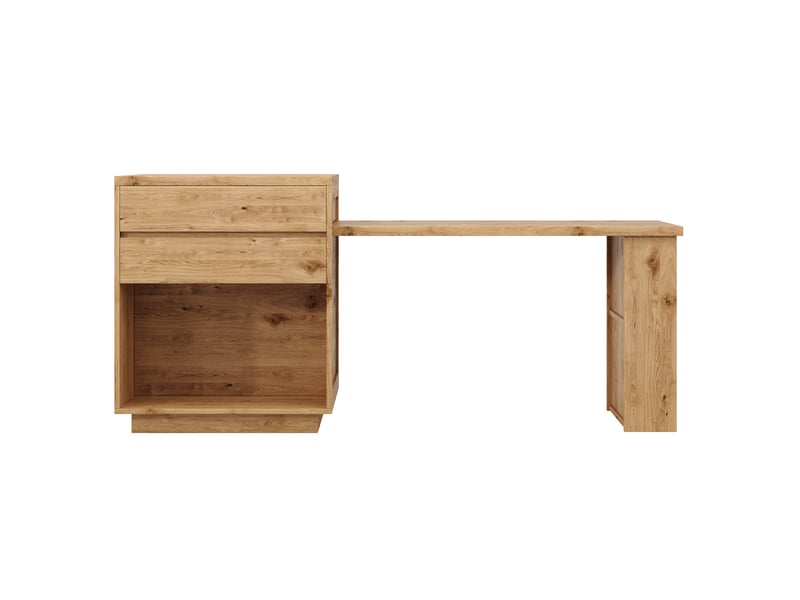  Îlot de cuisine extensible, 194,5 × 70 × 94 cm, 1 porte et 4 tiroirs, mdf, naturel, plateau extensible de 122 à 194,5 cm  - Conforama E