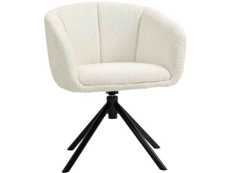  Fauteuil pivotant ulevr 360° avec accoudoirs, revêtement polyester aspect lin, pieds métal, blanc crème, 58,5 x 59 x 78,5 cm  - Conforama A