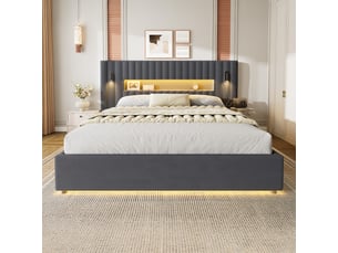 Lit avec rangement 180x200 cm CHICFURN coloris gris