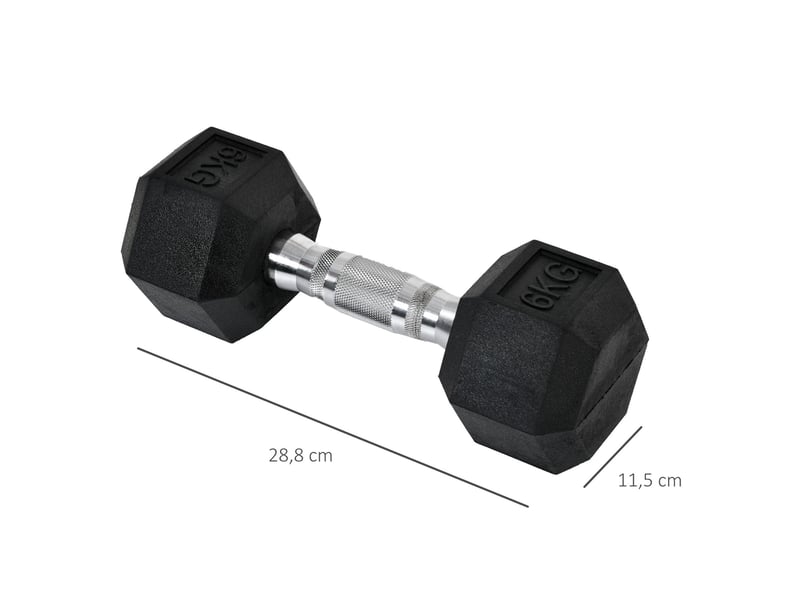  Haltères hexagonaux 2 x 6 kg – noir – fonte revêtue de caoutchouc et poignées moletées antidérapantes  - Conforama C