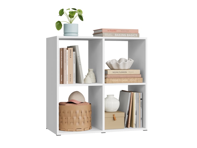 Bibliothèque, étagère rangement avec 4 cubes, meuble rangement, en bois d'ingénierie,blanc
