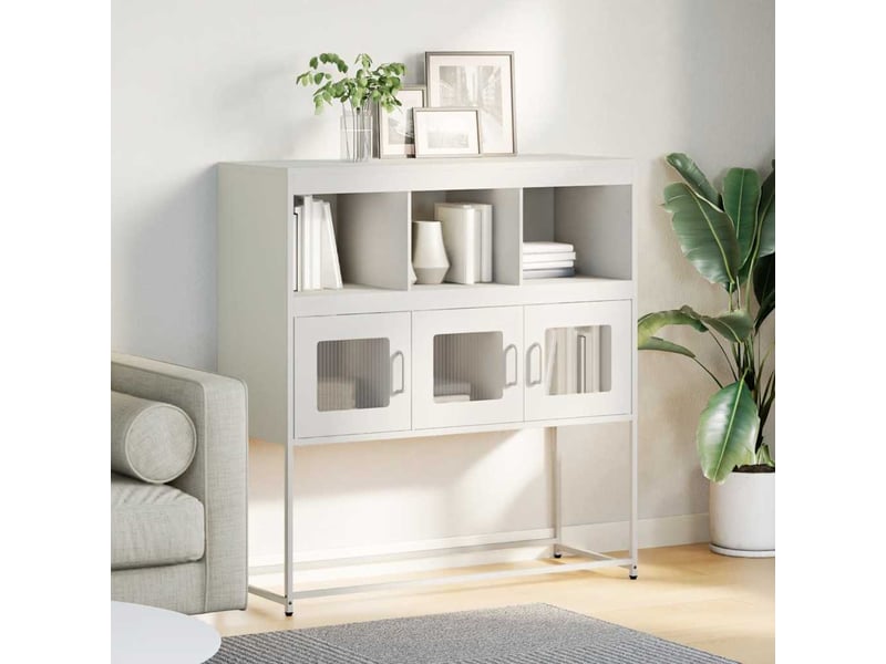  Buffet - bahut - meuble de rangement blanc 100,5x39x107 cm acier laminé à froid  - Conforama C