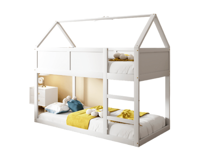 Lit Mezzanine Enfant 90x200 Avec Bureau Et Rangements - Bois Massif, Blanc, Multifonction