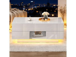 Table basse carré(e) coloris blanc <strong>VVBV</strong> <strong></strong> - 45 cmx100 cm
