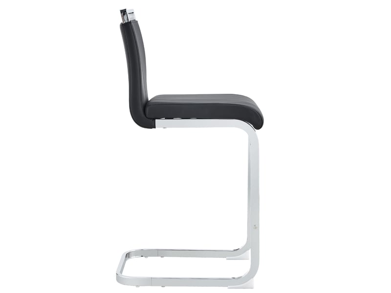  Tabourets de bar lot de 2 avec repose-pieds et dossier, en pu et métal, noir et argent  - Conforama A