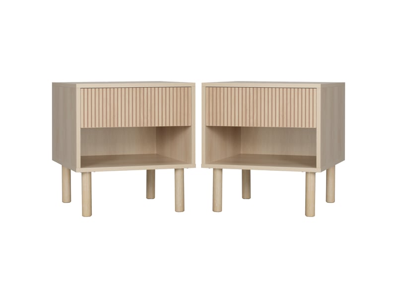  Lot de 2 tables de chevet avec tiroir et niche en bois naturel table de nuit moderne meuble d'appoint chambre salon 47x47x50 cm T1003-01-15160 - Conforama C