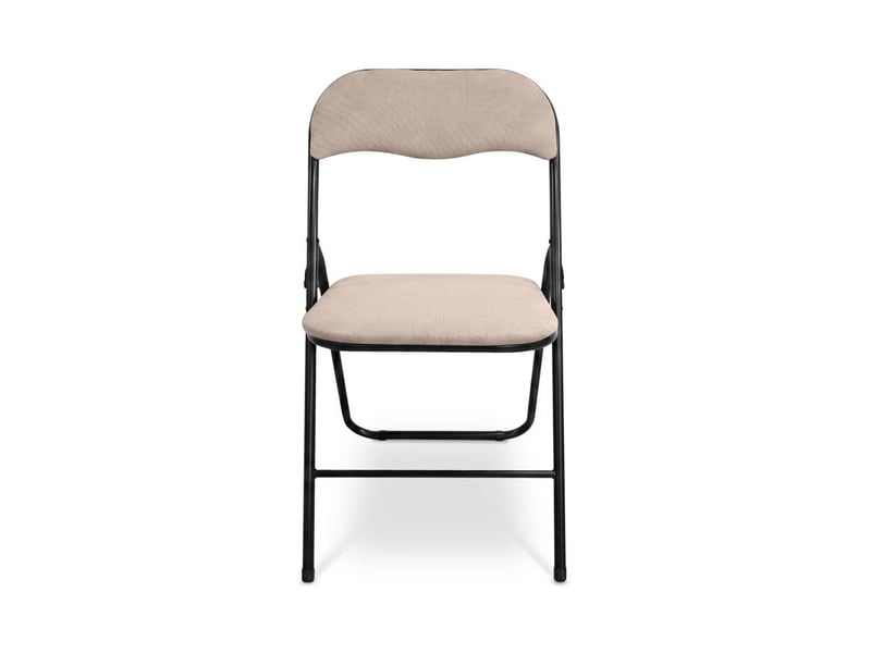  Lot de 6 chaises pliantes rembourrées en tissu beige et pieds métal noir - greta GRETA - Conforama E