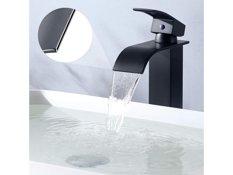  Robinet lavabo cascade noir – eau chaude et froide  - Conforama D