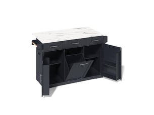 Îlot de cuisine sur roulettes plan rabattable 3 tiroirs mdf gris 136x75x92 cm