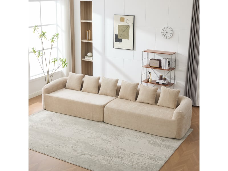  Canapé avec fonction chaise longue, prêt à l'emploi, chenille kaki clair  - Conforama C