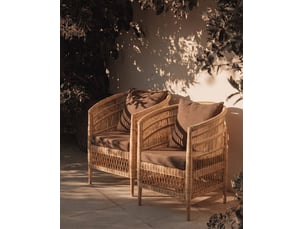 Lusso marron - fauteuil de jardin en rotin avec coussin d'assise amovible marron