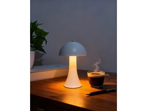 Lampe de table métal sans fil, design champignon – rechargeable usb, variateur tactile, vintage, pour intérieur et extérieur-blanc