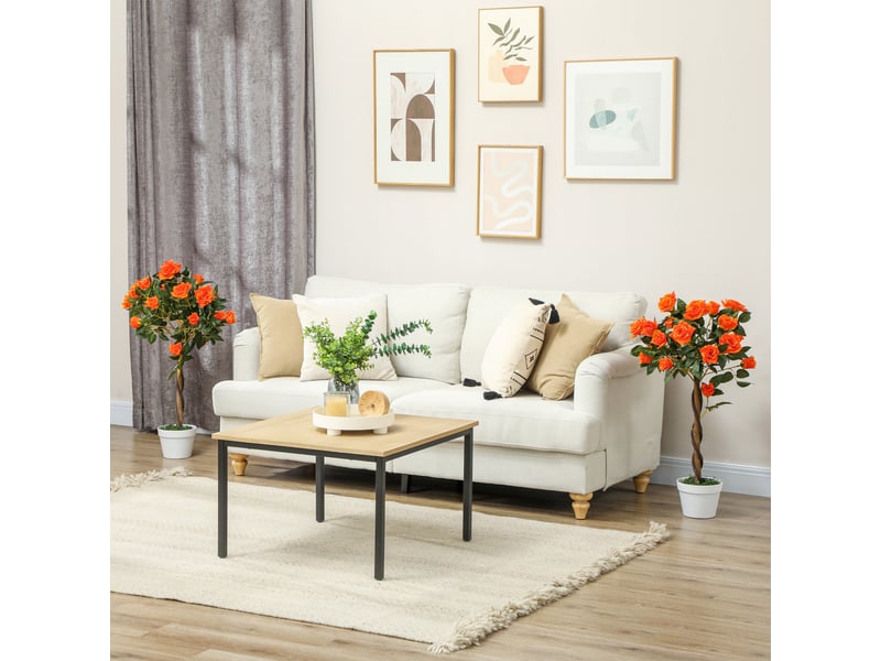  Rosier artificiel à 21 fleurs dans un pot rempli de ciment et de mousse, ø18 x 90 cm, orange  - Conforama D