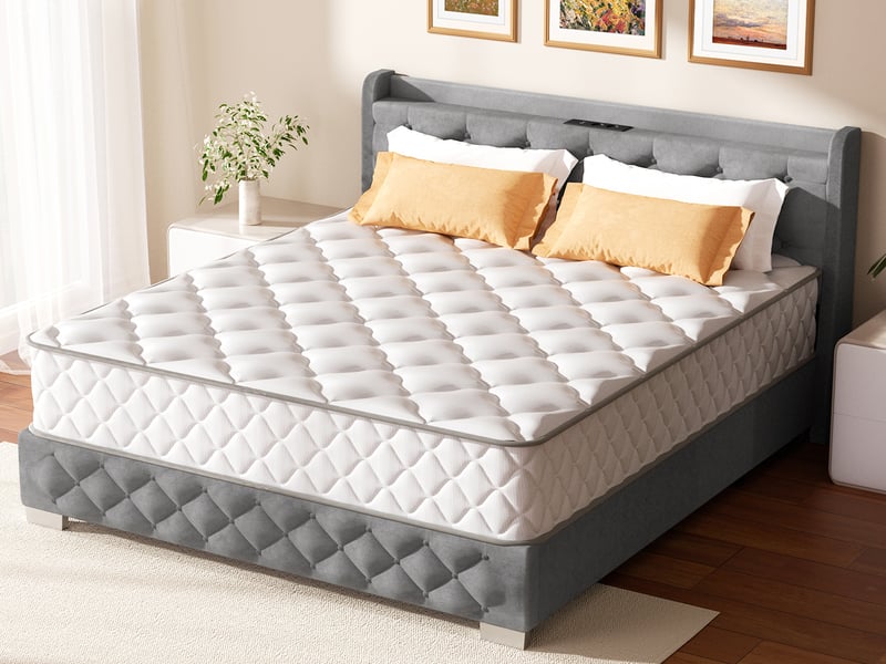 Matelas 140x190, matelas à ressorts ensachés indépendant en mousse à mémoire de forme 25cm d'épaisseur pour adultes et enfants, matelas 2 personne fermeté moyenne, respirant tissu doux  - Conforama B