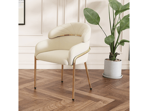 Chaise de salle à manger,54x57x79 cm,avec pieds métal,velours,beige