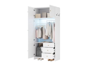 Armoire 4 porte(s) battante 3 tiroir(s) MAISENTIEL coloris blanc largeur 90 cm