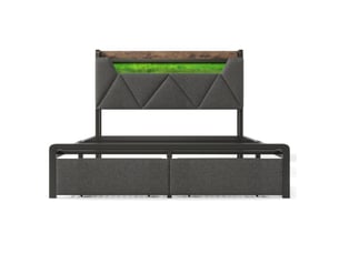Lit avec rangement 160x200 cm RAUMIO   coloris gris