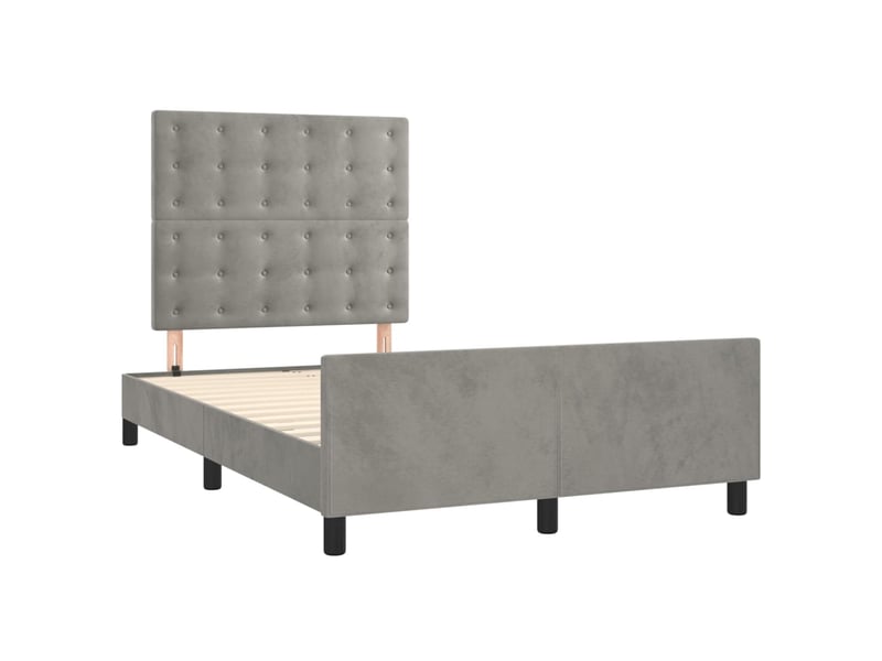 Lit double- lit adulte - cadre de lit sans matelas gris clair 120x190 cm velours - Conforama B