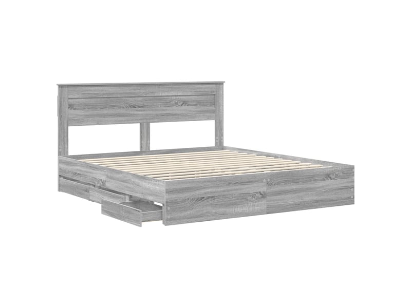  Lit double- lit adulte -  cadre de lit gris sonoma 180 x 200 cm bois ingénierie  - Conforama B