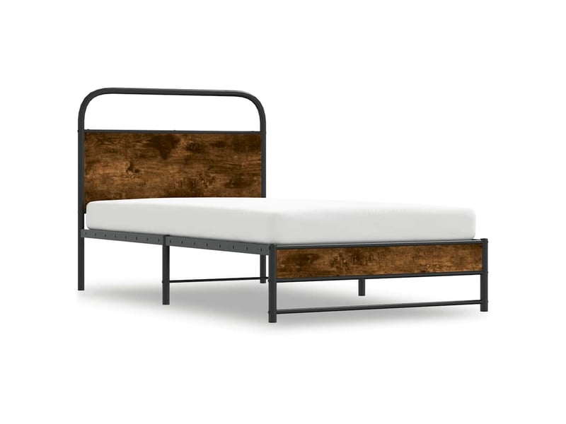  Lit simple- lit adulte -  cadre de lit sans matelas 100x200 cm chêne fumé bois ingénierie  - Conforama B