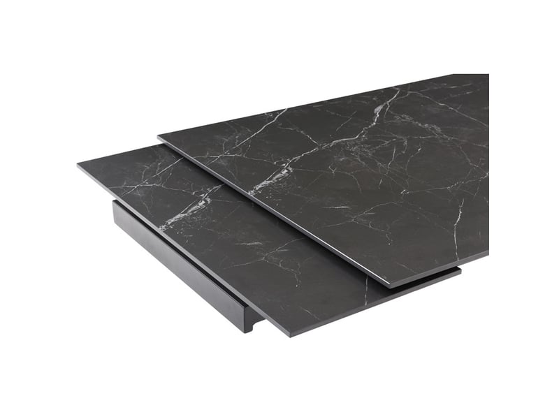 Table extensible 160 à 240 cm céramique noir marbré pied entrecroisé - indiana 11  - Conforama C