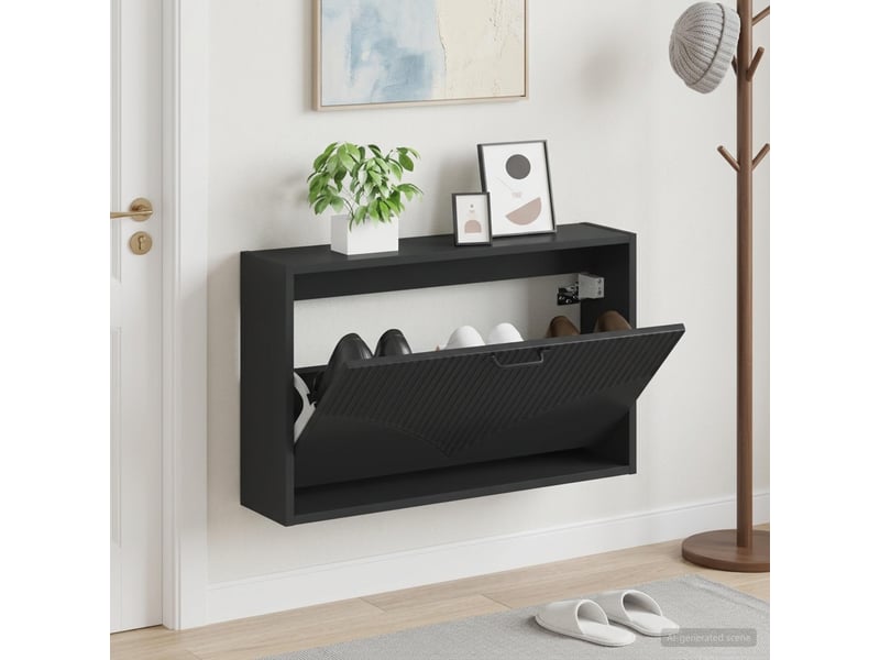  Meuble à chaussures mural, armoire à chaussures hoorn 71x17x43 cm noir  - Conforama B