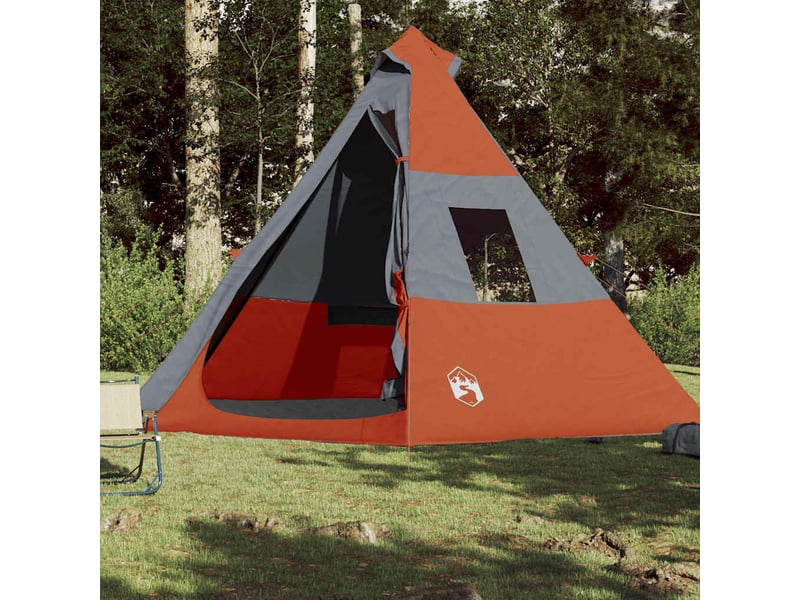 Tente de camping tipi 7 personnes orange imperméable - Conforama C